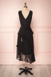 Lesya Black Plumetis Midi A-Line Dress w/ Ruffles | Boutique 1861 front view