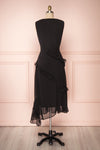 Lesya Black Plumetis Midi A-Line Dress w/ Ruffles | Boutique 1861 back view