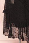 Lesya Black Plumetis Midi A-Line Dress w/ Ruffles | Boutique 1861 bottom close-up