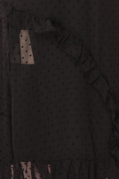 Lesya Black Plumetis Midi A-Line Dress w/ Ruffles | Boutique 1861 fabric detail