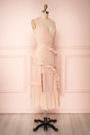 Lesya Blush Pink Plumetis Midi A-Line Dress w/ Ruffles | Boutique 1861 side view