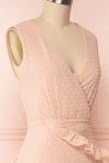 Lesya Blush Pink Plumetis Midi A-Line Dress w/ Ruffles | Boutique 1861 side close-up