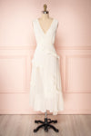Lesya Cream Plumetis Midi A-Line Dress w/ Ruffles | Boutique 1861 front view