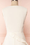 Lesya Cream Plumetis Midi A-Line Dress w/ Ruffles | Boutique 1861 back close-up