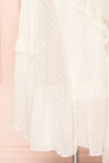 Lesya Cream Plumetis Midi A-Line Dress w/ Ruffles | Boutique 1861 bottom close-up