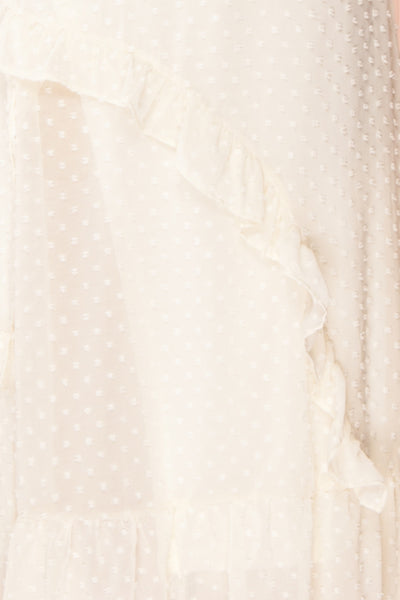 Lesya Cream Plumetis Midi A-Line Dress w/ Ruffles | Boutique 1861 fabric detail