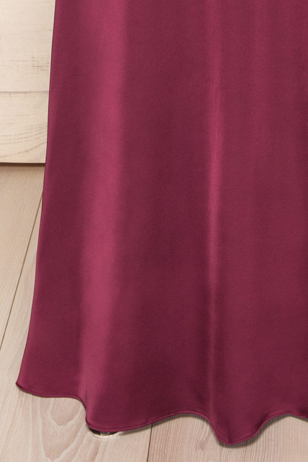 Letheria Purple Cowl Neck Satin Maxi Dress | La petite garçonne bottom 