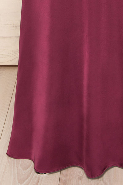 Letheria Purple Cowl Neck Satin Maxi Dress | La petite garçonne bottom