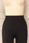 Lexington Black High-Waisted Ribbed Leggings  front close-up