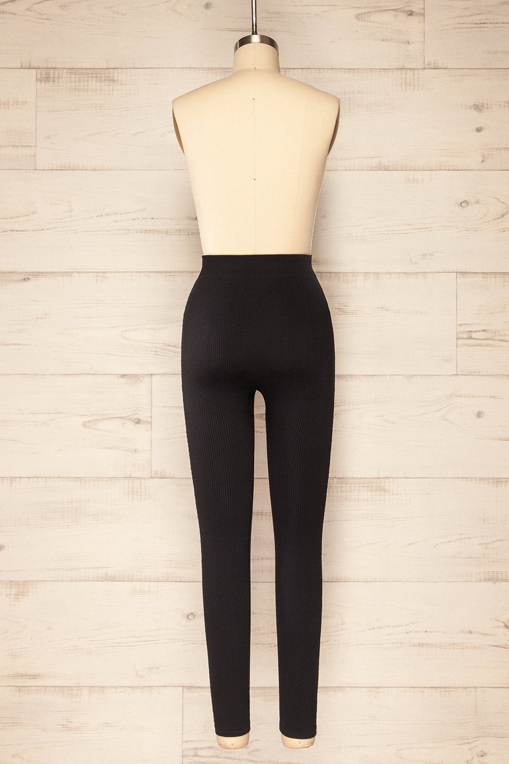 Lexington Black High-Waisted Ribbed Leggings back view