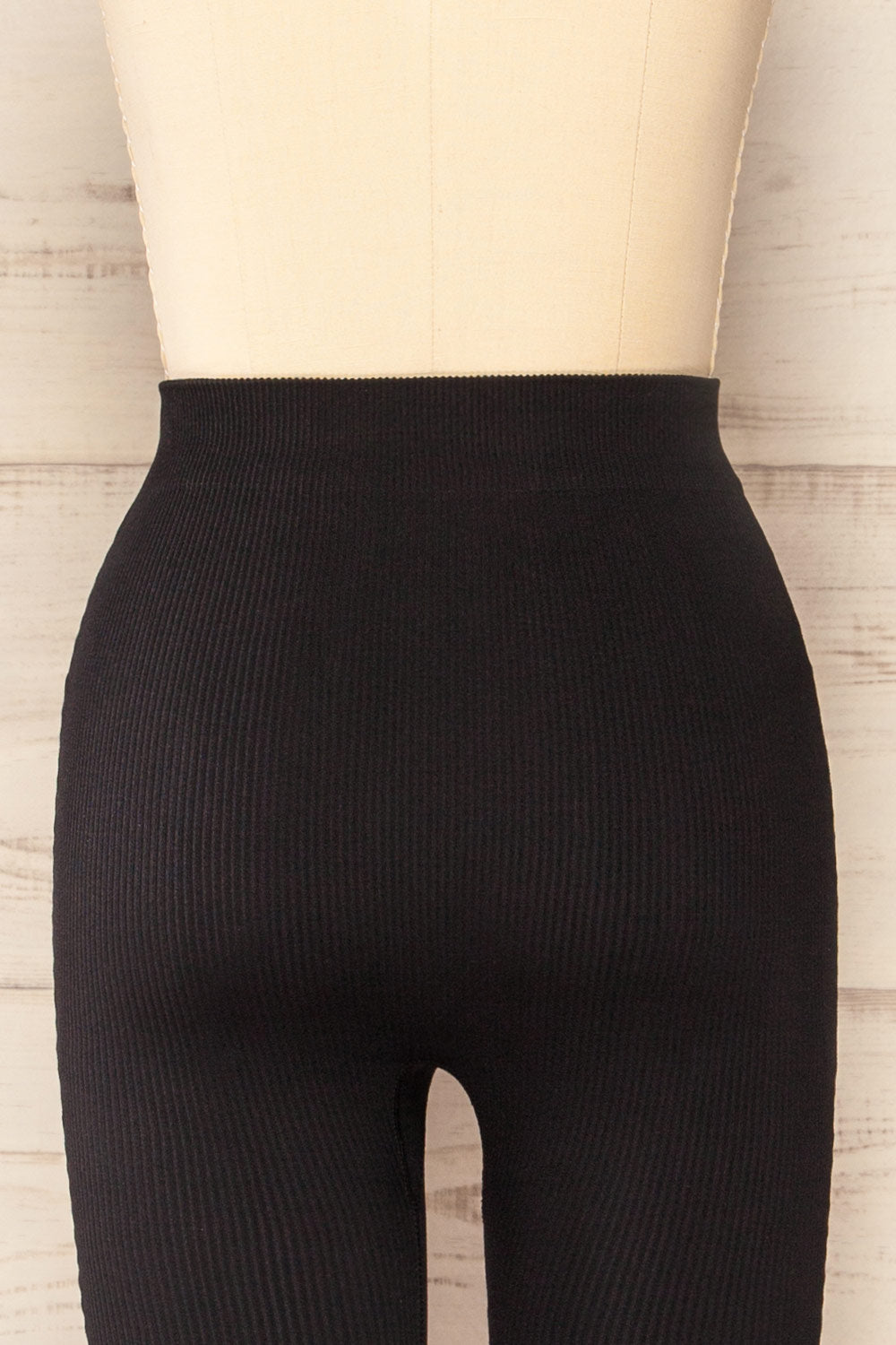 Lexington Black High-Waisted Ribbed Leggings back close-up