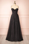 Lexy Black Sparkly Cowl Neck Maxi Dress | Boutique 1861 front view