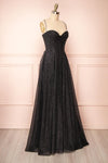 Lexy Black Sparkly Cowl Neck Maxi Dress | Boutique 1861 side view