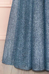 Lexy Blue Grey Sparkly Cowl Neck Maxi Dress | Boutique 1861 bottom