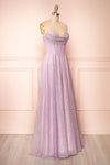 Lexy Lilac Sparkly Cowl Neck Maxi Dress | Boutique 1861 side view