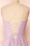 Lexy Lilac Sparkly Cowl Neck Maxi Dress | Boutique 1861 back close-up