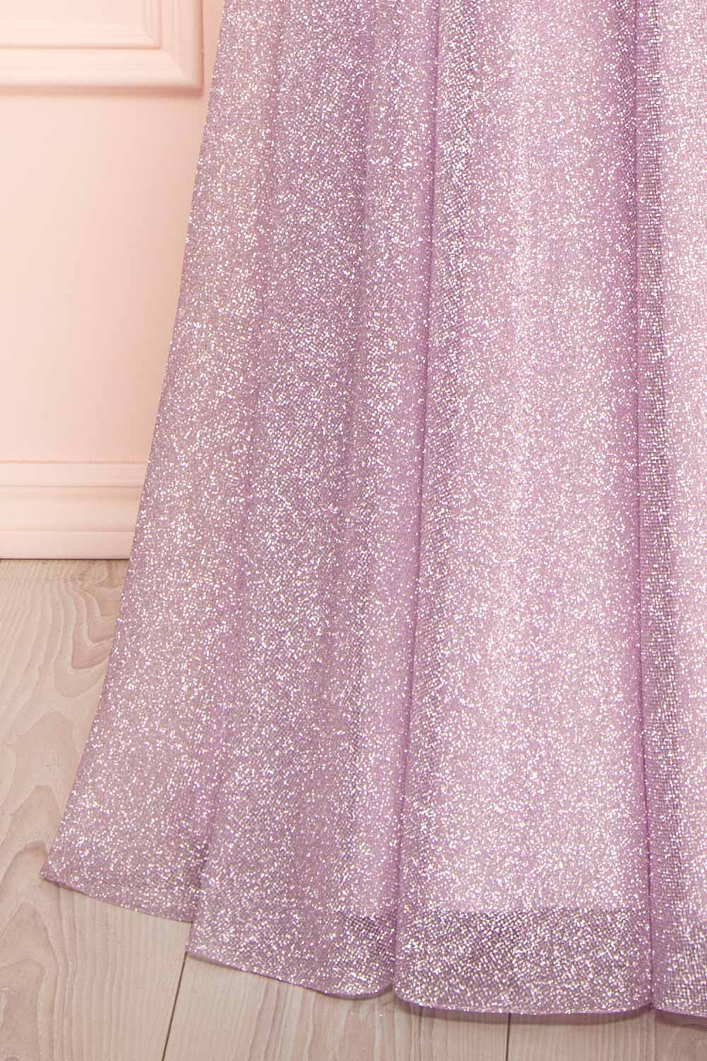 Lexy Lilac Sparkly Cowl Neck Maxi Dress | Boutique 1861 bottom