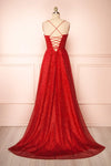 Lexy Red Sparkly Cowl Neck Maxi Dress | Boutique 1861 back view