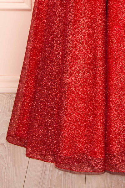 Lexy Red Sparkly Cowl Neck Maxi Dress | Boutique 1861 bottom