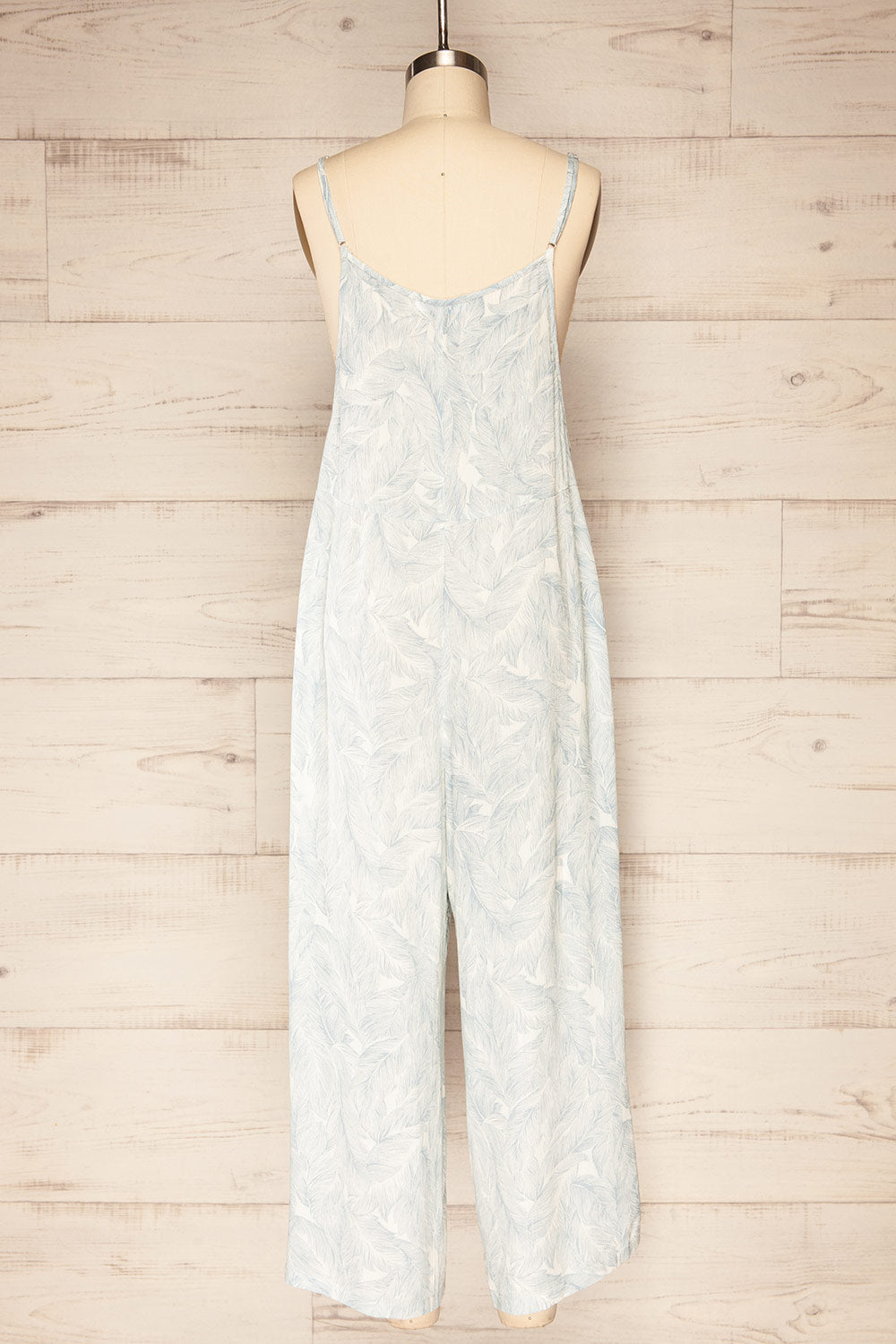 Leyde Blue feather Patterned Overalls | La petite garçonne back view 