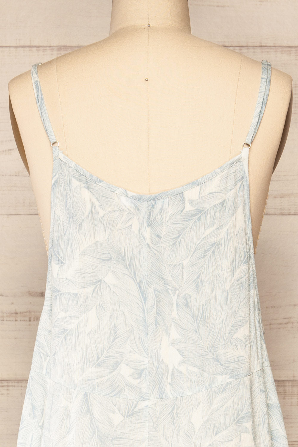 Leyde Blue feather Patterned Overalls | La petite garçonne back close-up