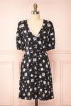 Liana Black Short V-Neck Dress | Boutique 1861  front view