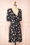 Liana Black Short V-Neck Dress | Boutique 1861  side view