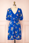 Liana Blue Short V-Neck Dress | Boutique 1861  front view