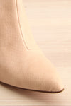 Libbra Beige Mid-High Croc Faux-Leather Boot | La petite garçonne front close-up