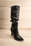 Libbra Noir Mid-High Croc Faux-Leather Boots | La petite garçonne font view
