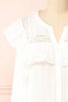 Liberalis Striped Blouse w/ Ruffles | Boutique 1861 front close-up