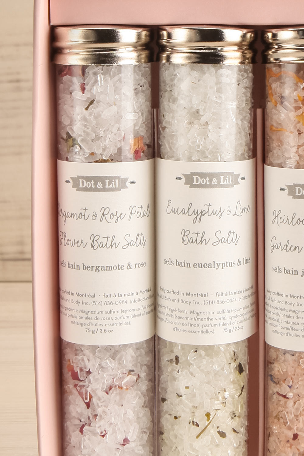 Library of Bath Salts Gift Set of 4 Fragrances | La petite garçonne left close-up