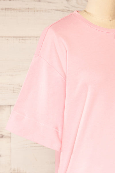 LIicata Pink Round Collar Top | La petite garçonne side close-up