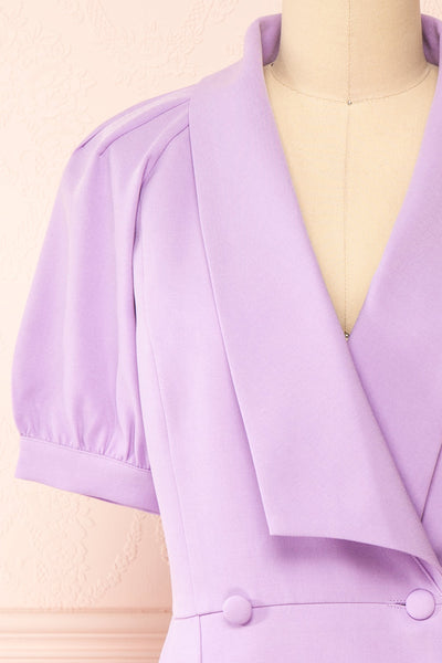Lidie Short Lilac Tailored Dress | Boutique 1861 front close-up