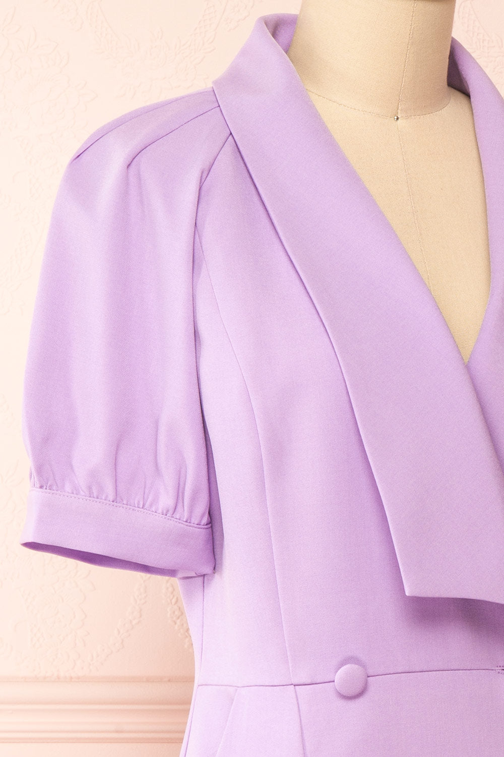 Lidie Short Lilac Tailored Dress | Boutique 1861 side close-up