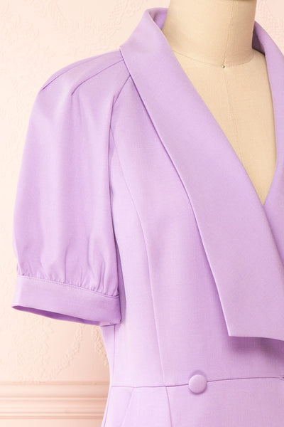 Lidie Short Lilac Tailored Dress | Boutique 1861 side close-up