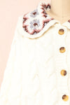 Lidka Cropped Cable Knit Cardigan w/ Peter Pan Collar | Boutique 1861 front close-up
