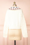 Lidka Cropped Cable Knit Cardigan w/ Peter Pan Collar | Boutique 1861 back view