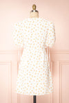 Lifdis White Floral Buttoned Short Dress | Boutique 1861 back view