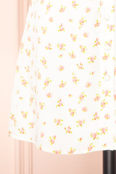 Lifdis White Floral Buttoned Short Dress | Boutique 1861 bottom