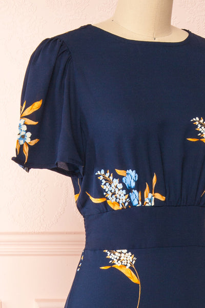 Lili-Jade Floral Midi Dress with Slit | Boutique 1861 side close-up