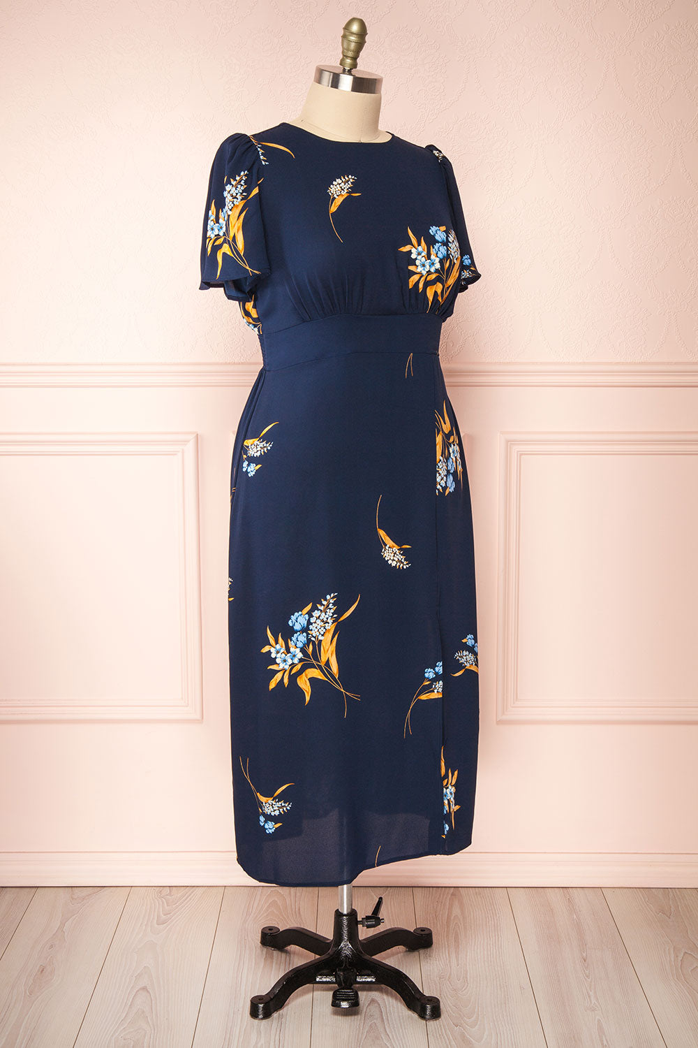 Lili-Jade Floral Midi Dress with Slit | Boutique 1861 side view plus size