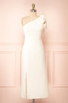 Liliana One Shoulder Ivory Midi Dress w/ Bow front view