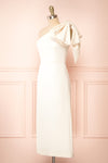 Liliana One Shoulder Ivory Midi Dress w/ Bow side view