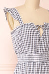 Lilja Black Checkered Midi Dress w/ Ruffles | Boutique 1861 side close-up