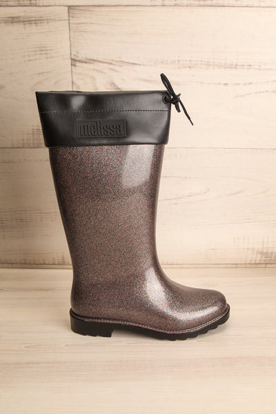 Lillou Black & Silver Glitter Rain Boots | La Petite Garçonne