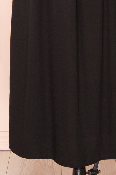 Lilou Black Open-back Midi Dress w/ Puffy Sleeves | Boutique 1861 bottom