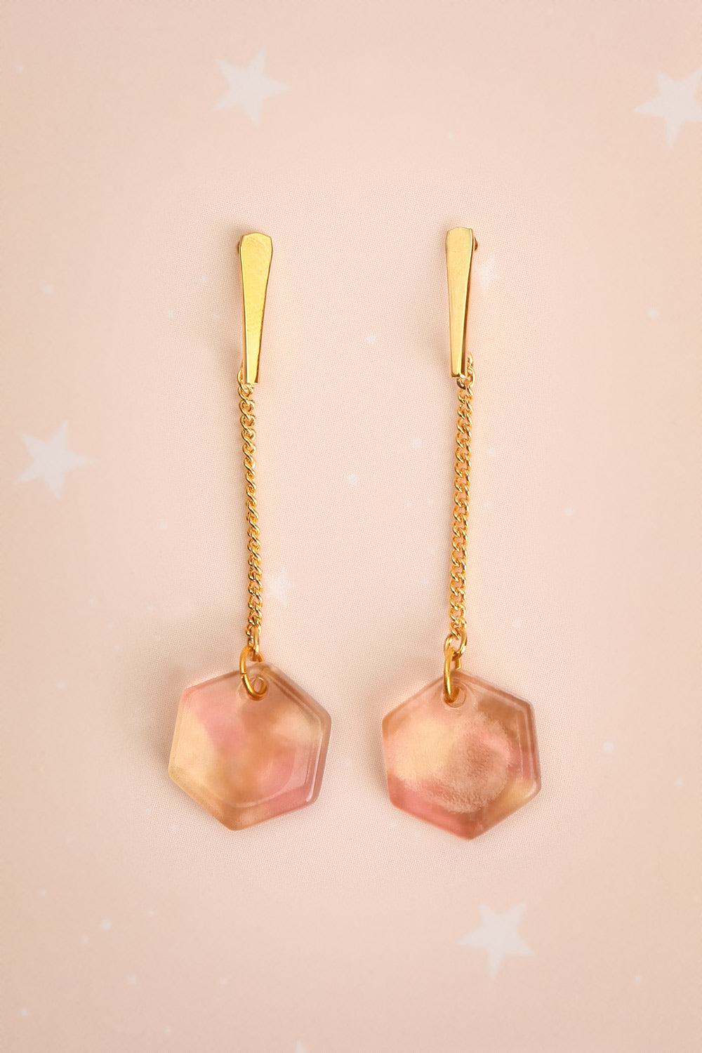 Lily Elsie Smoky Rose Geometric Pendant Earrings | La Petite Garçonne 1