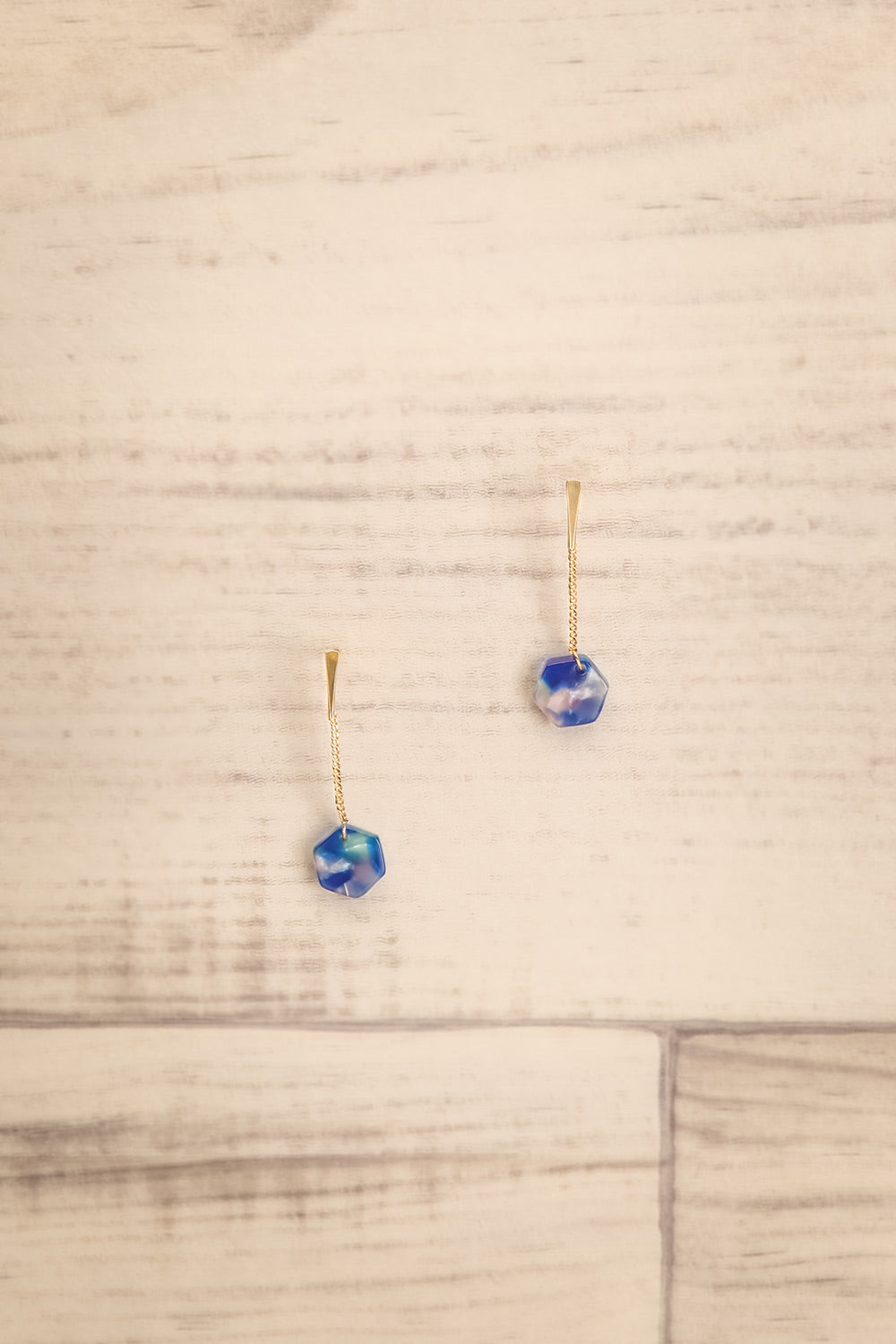 Lily Elsie Blue Geometric Pendant Earrings | La petite garçonne