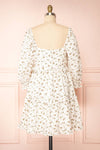 Linea White Floral Short Dress w/ Puffy Sleeves | Boutique 1861  back view
